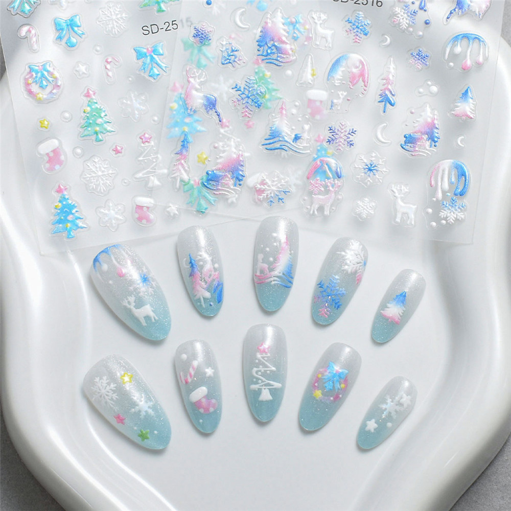 สติกเกอร์ติดเล็บลายคริสต์มาส สีสันสดใส สไตล์คริสต์มาส ลายกวาง สติกเกอร์ติดเล็บลายการ์ตูนสีสวยงาม พื้นผิวเรียบ heby1 - รูปที่ 3