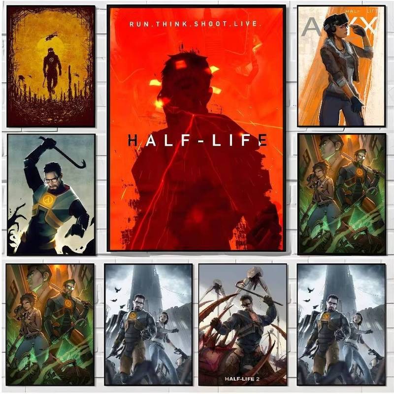 Half-Life 2 โปสเตอร์ย้อนยุคคลาสสิก HD โปสเตอร์ศิลปะเหมาะสําหรับสํานักงานบาร์ห้องนั่งเล่นตกแต่งบ้าน