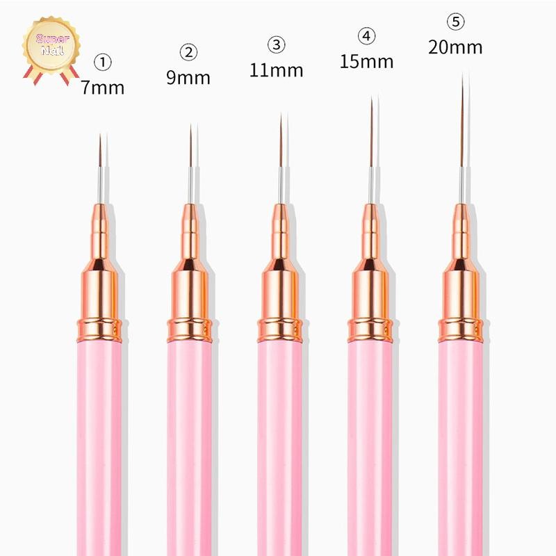 Flth Nail Liner DIY Drawing Paing Flower Line Stripes Pen 4mm-25mm Metal Handle Nail Art Brush พร้อมฝาปิดเล็บ Vary