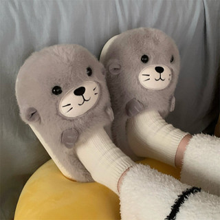 ฉี่ รองเท้าแตะผ้าฝ้ายน่ารักการ์ตูนทะเลสิงโตนักเรียนผู้ชายผู้…