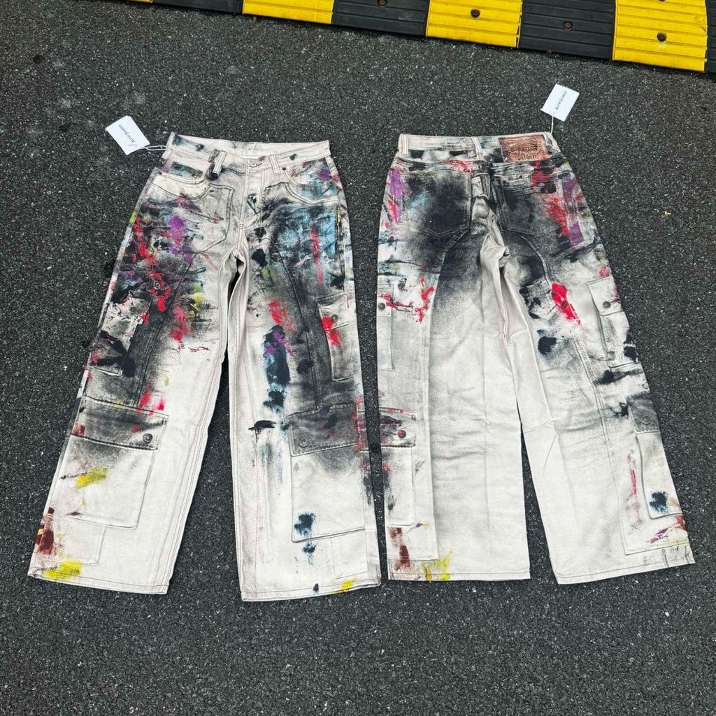 กางเกงยีนส์.Acne Studio1981 สไตล์ใหม่ Loose Splash Ink