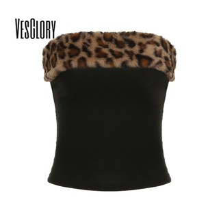 เวสความรุ่งโรจน์ ผู้หญิง 2025 แฟชั่นถังด้านบนแขนกุดขนเสือดาว…