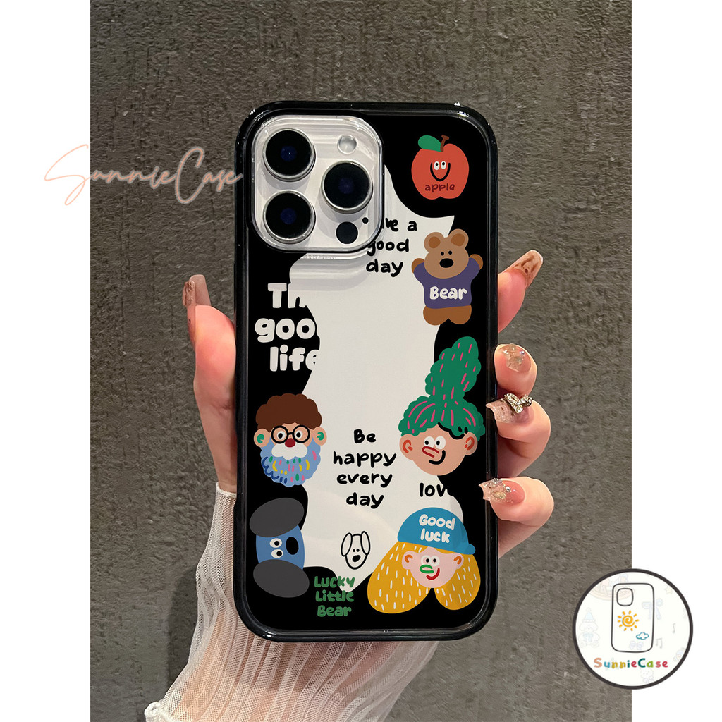 การ์ตูน เคสไอโฟน เหมาะสำหรับ IPhone 12 16 11 7 13 15 14 Pro Max XR XS X Max 11 15 8 7 Plus เคสโทรศัพท์ Shockproof Black - รูปที่ 3