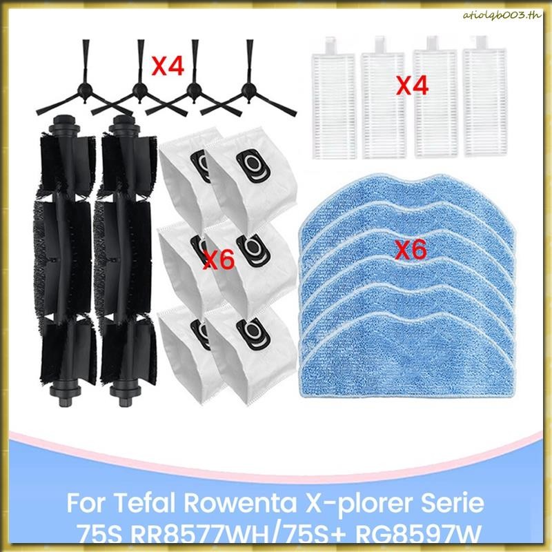 [HD] แปรงกรอง Mop ถุงเก็บฝุ่นอะไหล่ 22 ชิ้นสําหรับ Tefal Rowenta X-Plorer Serie 75S RR8577WH 75S+ RG