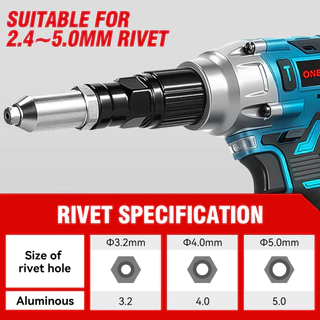 ONEVAN 25000N เครื่องยิงรีเวท ปืนหมุดย้ําไฟฟ้าแบบไม่มีแปรงไร้สาย LED Rivet Nut Gun เจาะเครื่องมือโลดอัตโนมัติ
