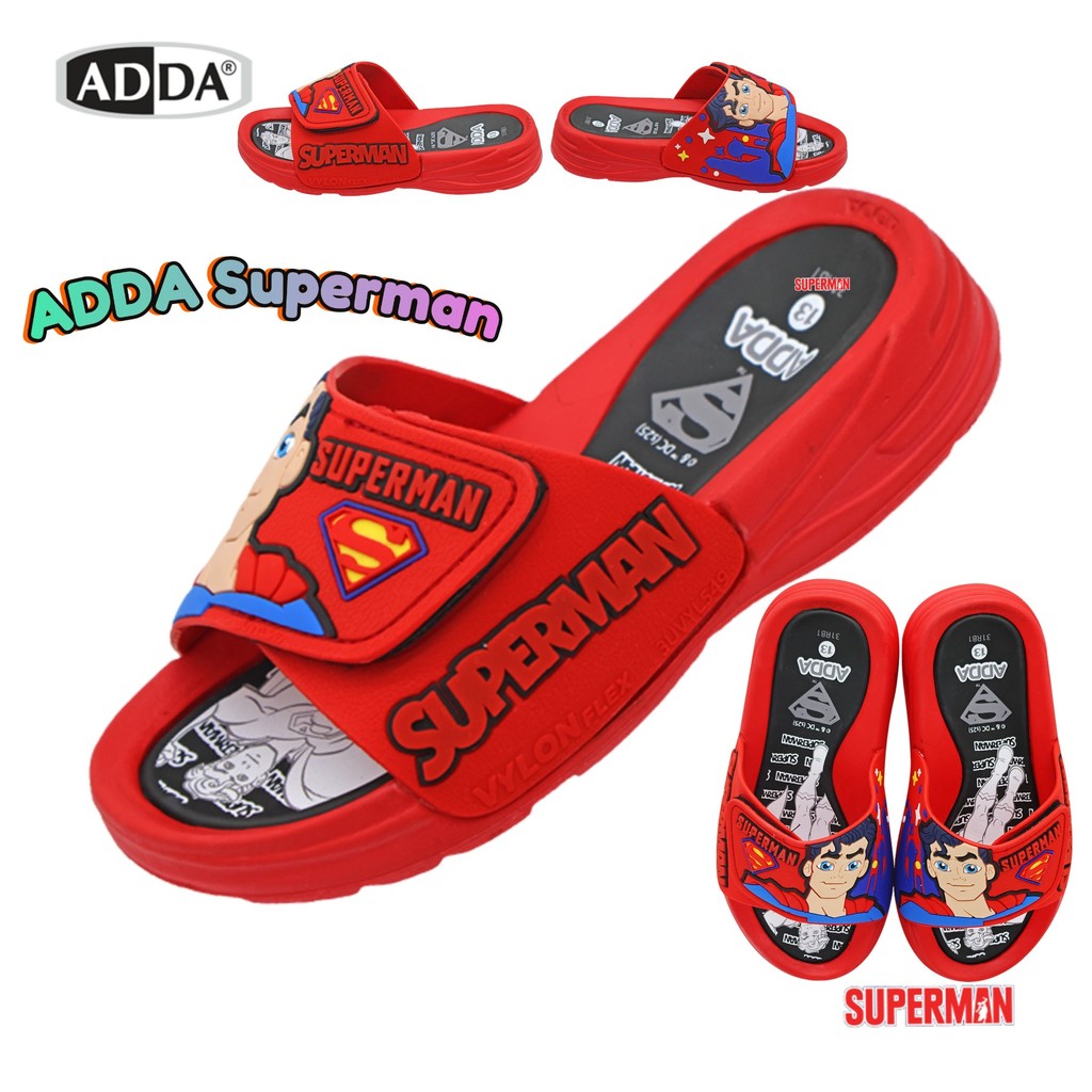 ADDA 31RB1 รองเท้าแตะเด็ก ADDA x SUPERMAN ลิขสิทธิ์แท้ พื้นนุ่ม 3 มิติ กันน้ำลื่น ปรับกระชับได้