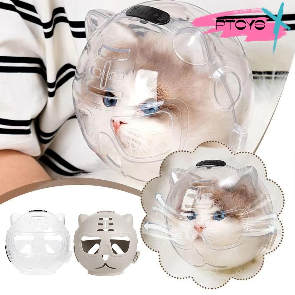PTOYS Breathable Cat Muzzle, Anti-Bite Cat Muzzle ป้องกัน Space Hood, Cat Grooming อุปกรณ์เสริม Anti