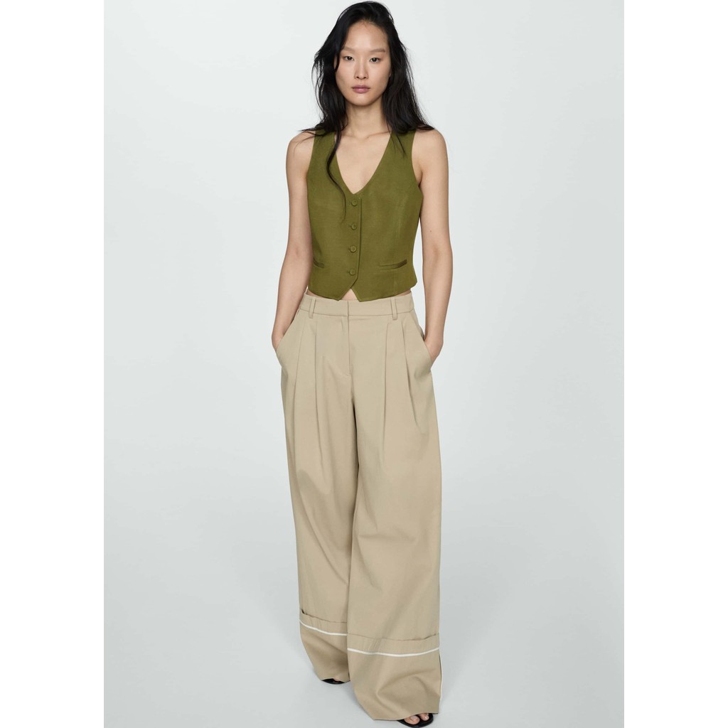 [MANGO] WAISTCOAT MAX / เสื้อเวส Linen waistcoat with buttons Ref: 67069229