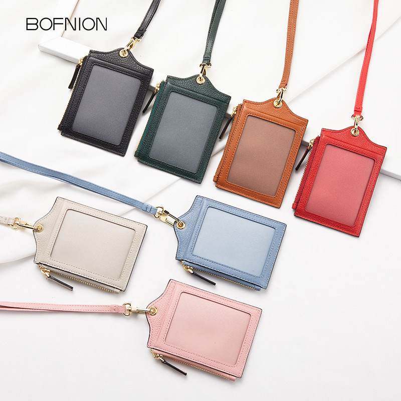 ♘Leather Student Access Work Permit Neck badge Card Set♢