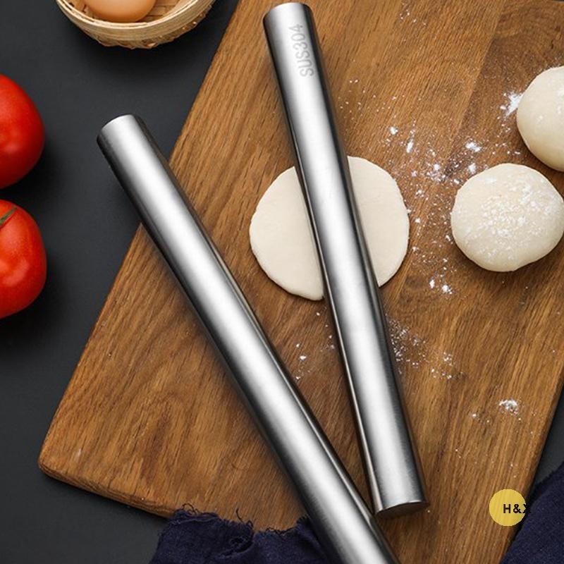 H&X สแตนเลส Rolling Pin Dough Roller Bake พิซซ่าก๋วยเตี๋ยวคุกกี้เกี๊ยวเครื่องมือทํา