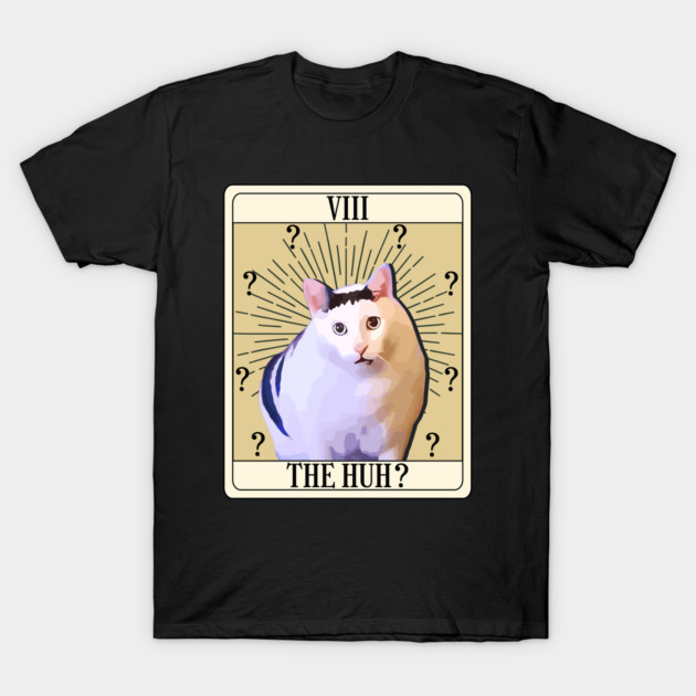 เสื้อยืด Vintage Huh Cat Chonky Ben Meme Tarot Card T-Shirt แท้ Cotton 100% สินค้ามาใหม่ แฟชั่น