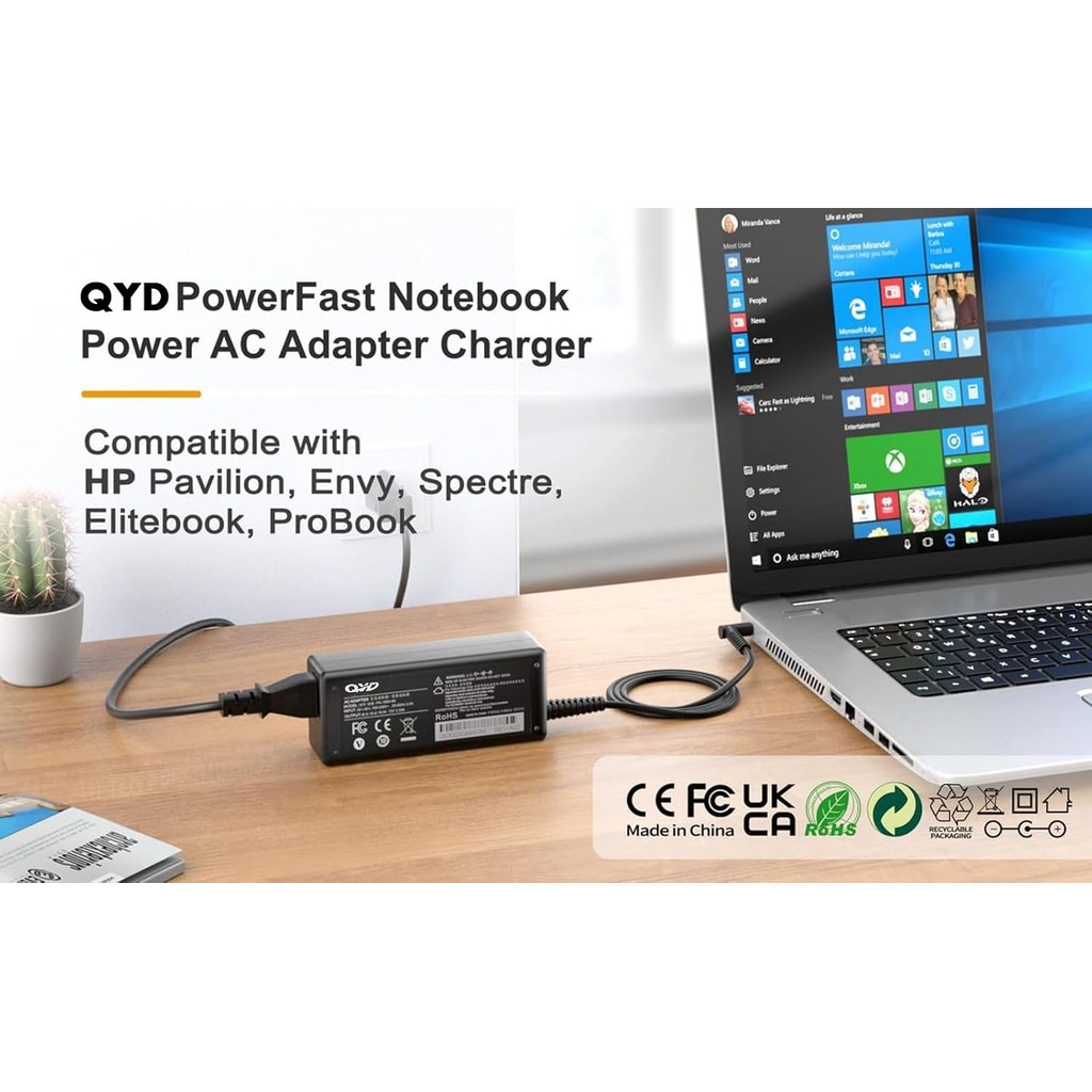 Pavilion X360 Charger, QYD 65W 19.5V 3.33A แล็ปท็อปชาร์จใช้งานร่วมกับ HP Pavilion 14-ek 14m-dy 14m-d