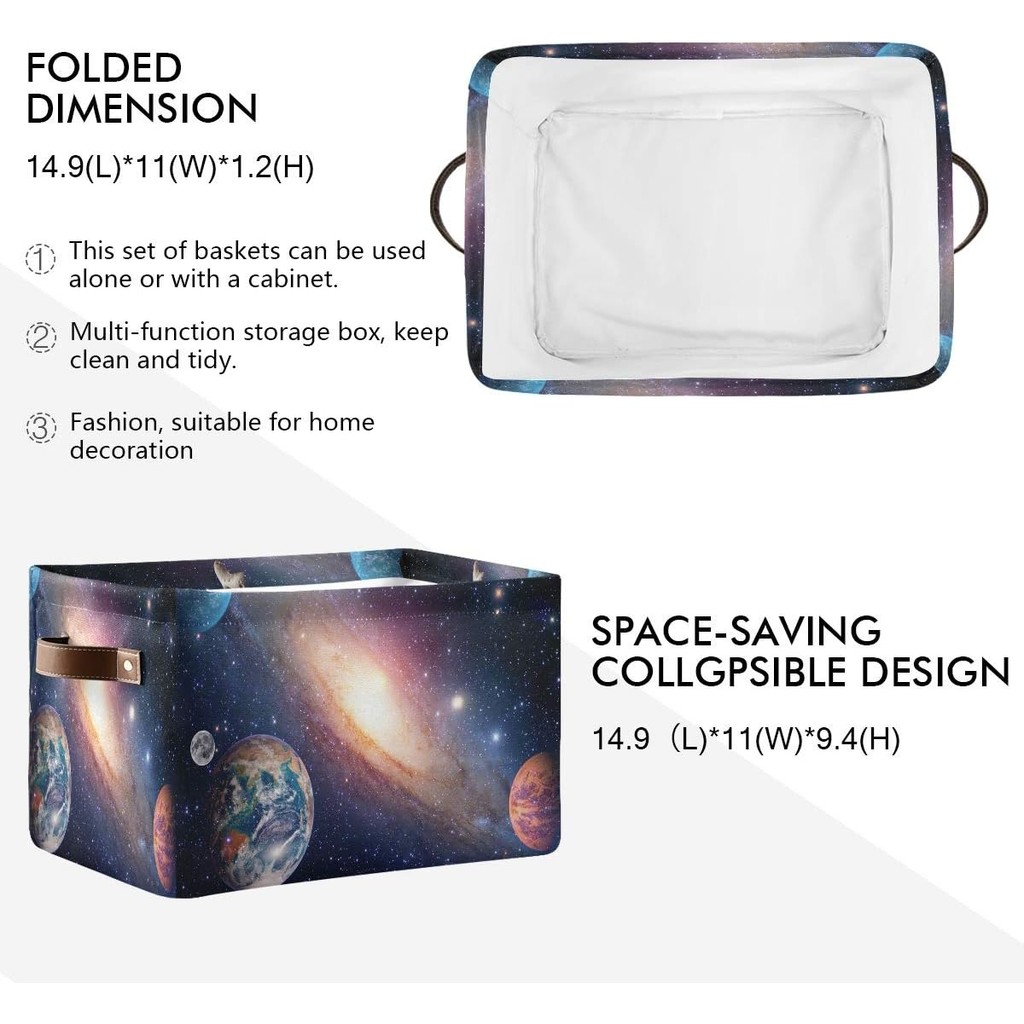 ตะกร้าเก็บ Cube Universe Galaxyด้านนอกขนาดใหญ่พับของเล่นกล่องเก็บถังซักรีดสําหรับตู้เสื้อผ้าชั้นวางเ