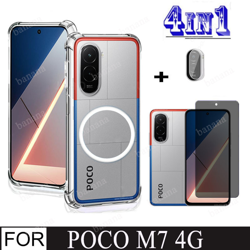 4In1 Poco M7 4Gกรณีสติกเกอร์แม่เหล็กกันกระแทกเคสโทรศัพท์สําหรับPoco F7 C71 C85 C75 เซรามิคFrostedฟิล์ม + เลนส์ฟิล์ม ราคา ถูกที่สุด ดีลบีเคเค แกลเลอรีภาพที่ 2