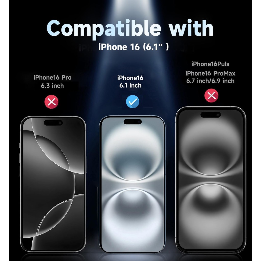 MAGIC JOHN 1 แพ็คสําหรับ iPhone 16 (6.1) นิ้วตัวป้องกันหน้าจอกระจกนิรภัยความเป็นส่วนตัว, การกําจัดฝุ