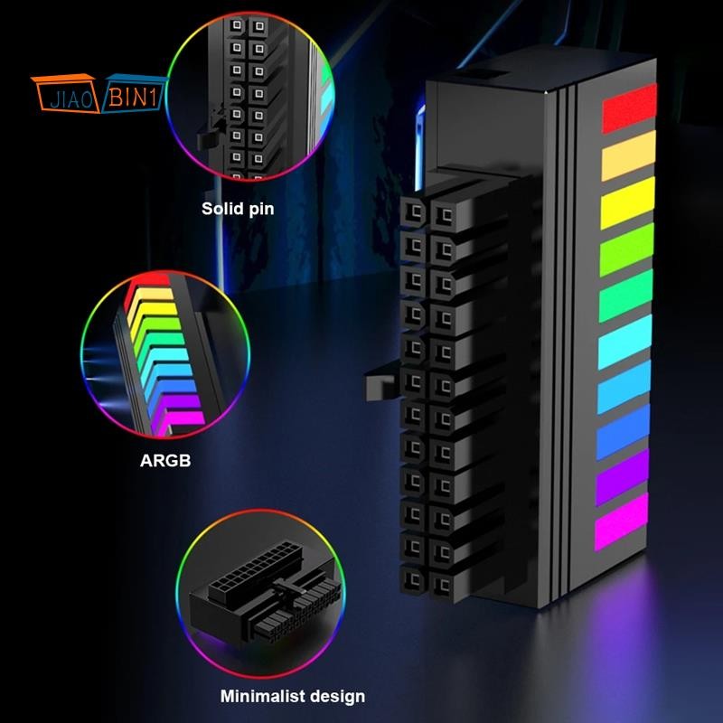 24-Pin 90 องศา 5V ARGB 24Pin หญิงชาย 90 องศาอะแดปเตอร์ DIY สําหรับเมนบอร์ดเดสก์ท็อป PC