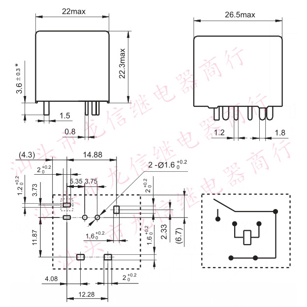 รีเลย์ 6 พินมือสอง ND024 51AD-A-017 24VDC 4119-1A-6P-8MM-24V