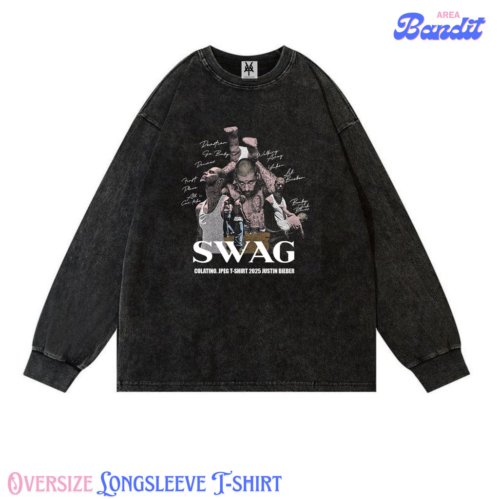 Bandit Area "justin bieber swag 6" Oversize Longsleeves T-shirt Vintage tee