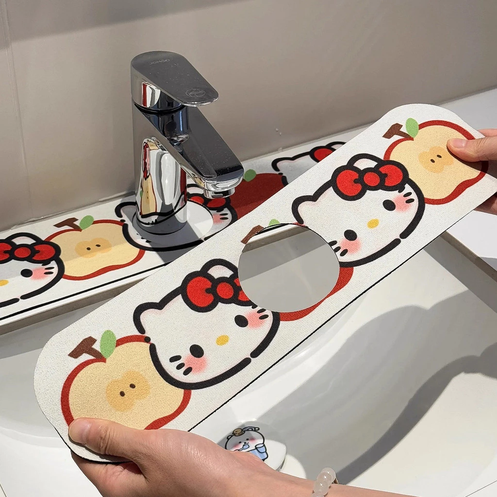 2 ชิ้น cute cat Water Absorption Pad เคาน์เตอร์ Splash-proof ท่อระบายน้ําห้องน้ําอุปกรณ์ครัว