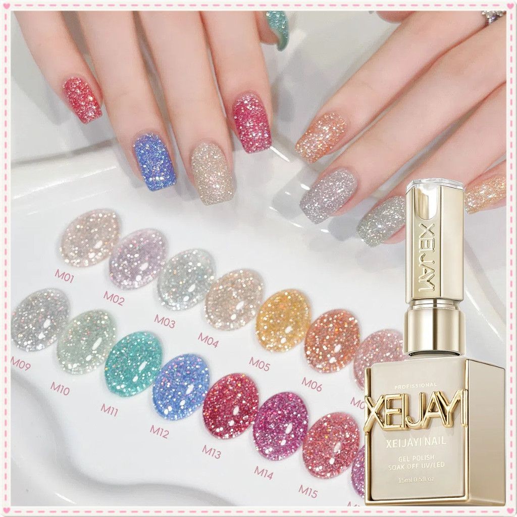 Xeijayi Broken Star Stone Series เจลทาเล็บใส Smoothie Star Broken Diamond กาวติดเล็บ Phototherapy สำ