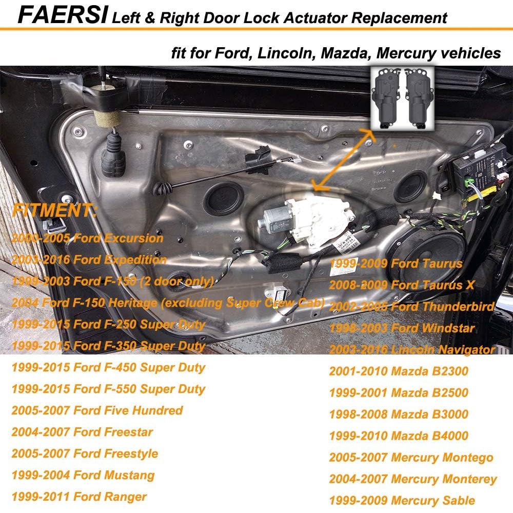 ตัวกระตุ้นล็อคประตูไฟซ้ายและขวาเข้ากันได้กับ Ford F150 F250 F350 Excursion Expedition Mustang Ranger