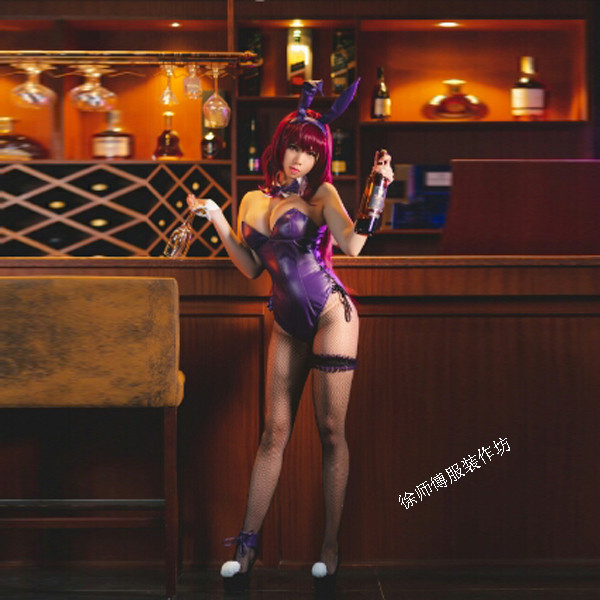 เสื้อผ้า cosplay Skaha Bartender Bunny Girl จากเกม FGO (พร้อมถุงเท้าฟรี)
