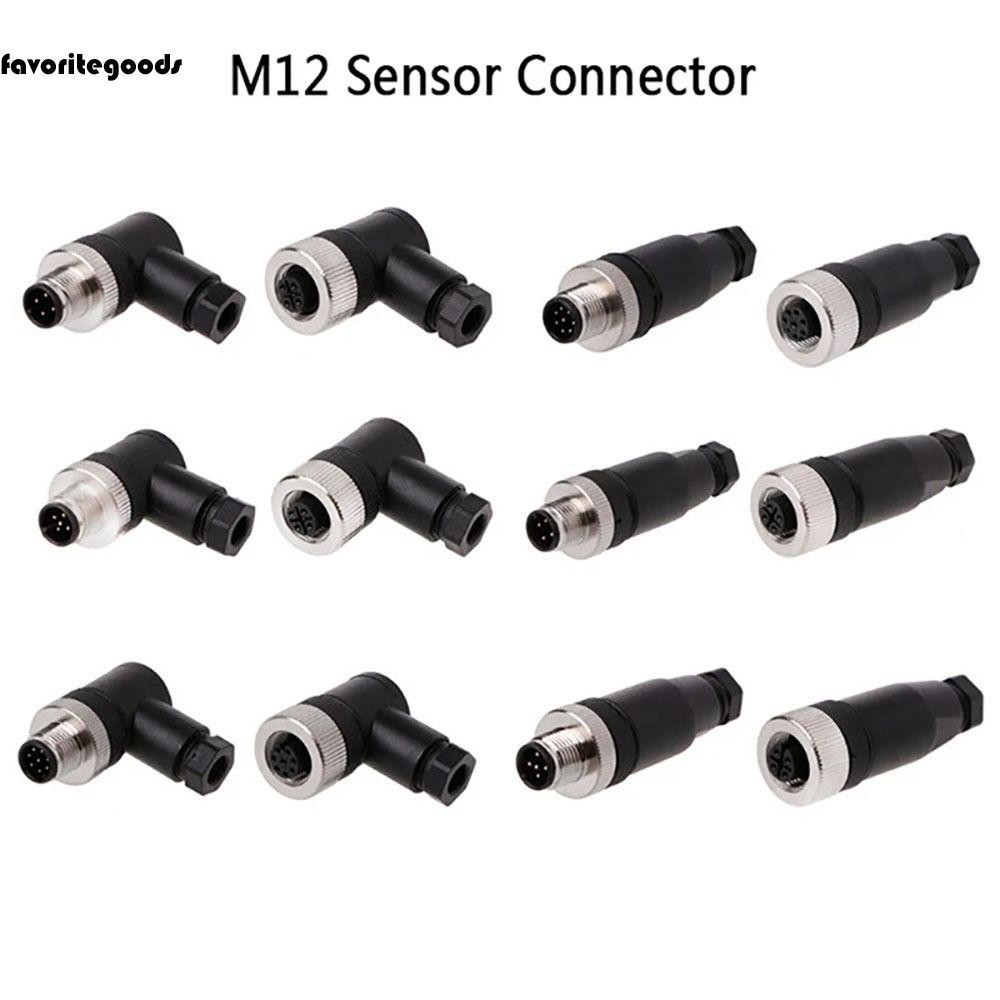 FAVORITEGOODS M12 Sensor Connector, Connector ชายหญิงซ็อกเก็ต M12 ปลั๊กการบิน, 4 5 8 Pin M12 Sensor 