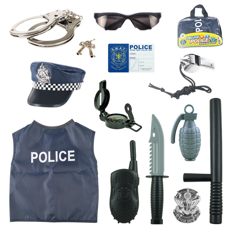 ชุดคอสเพลย์ตํารวจสำหรับเด็ก Halloween มาพร้อมหมวกและเสื้อกั๊ก FBI