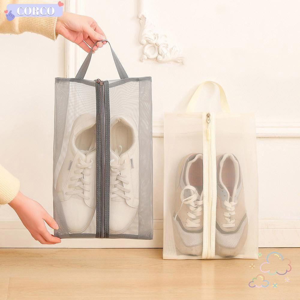 โครโก กระเป๋ารองเท้าเดินทางน้ําหนักเบากันฝุ่นแบบพกพากลางแจ้งตาข่ายรองเท้ากระเป๋า,จัดเก็บรองเท้าระบายอากาศสําหรับใช้กลางแจ้ง/เดินทาง/กีฬ