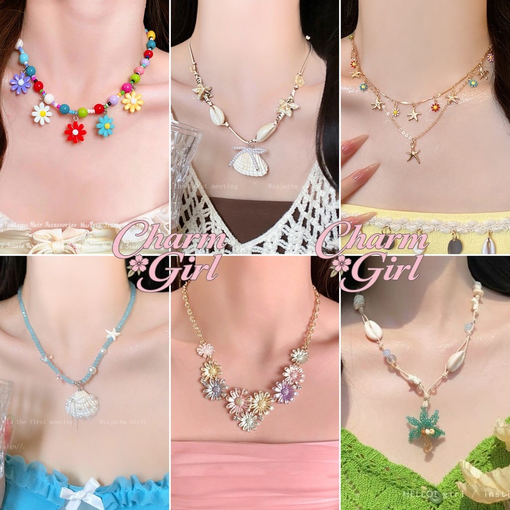สร้อยคอ สไตล์เกาหลี ins ปลาดาว จี้ดอกไม้ วินเทจ โดพามีน สำหรับผู้หญิง แฟชั่น มีตัวเลือกมากมายให้เลือก