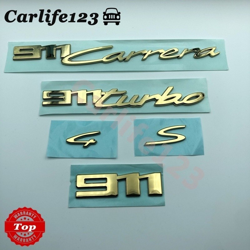 Gold Porsche 911 Turbo S Carrera 4S 911Carrera โลโก้ป้ายสัญลักษณ์ด้านหลัง Boot Trunk สติกเกอร์