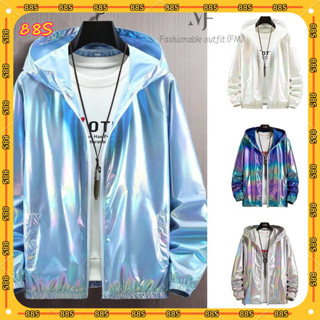 FM🌸แจ็กเก็ตกันแดดชายสไตล์เกาหลี 2025 มีฮู้ด สีสะท้อนแสง กันU…