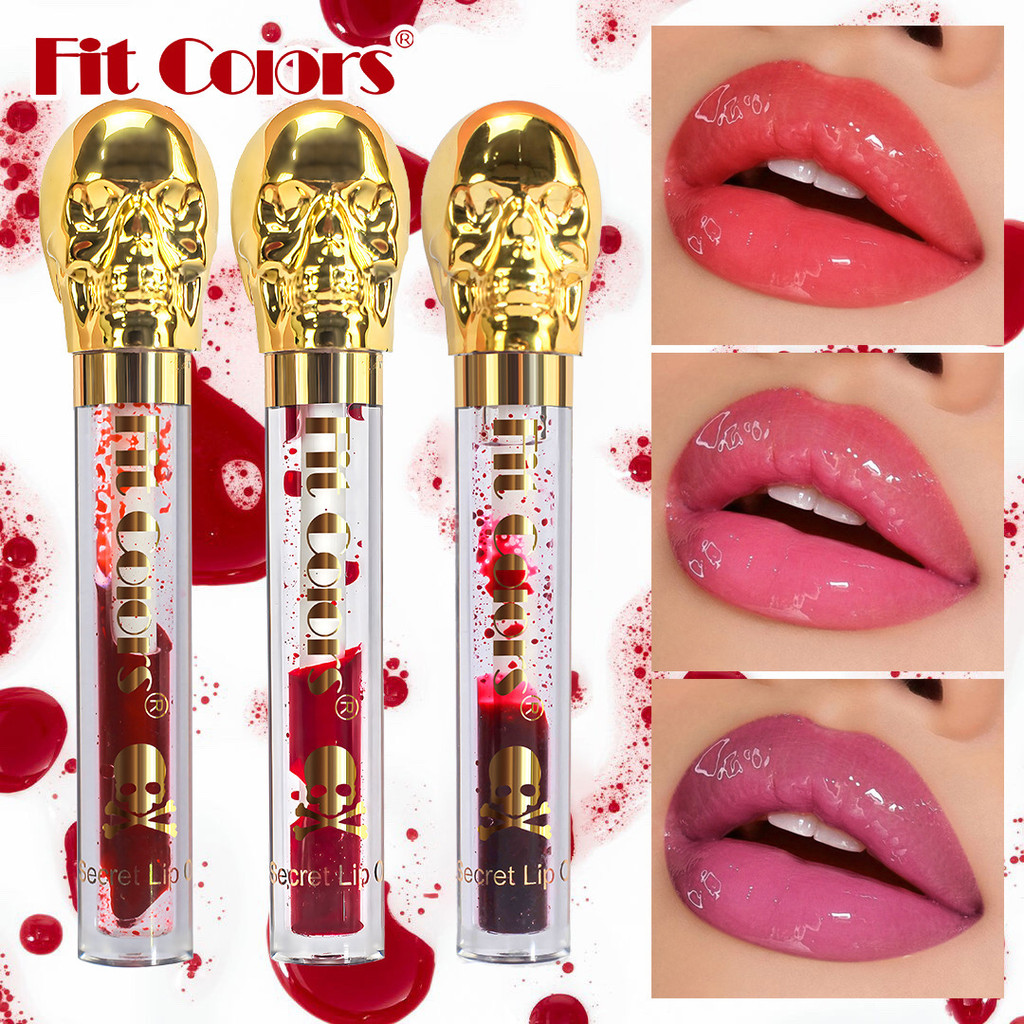 Fitcolors Vampire Lip Gloss Halloween Skull Mirror Lip Oil ลิปกลอสอวบอ้วน Mirror Toot Moisturizing