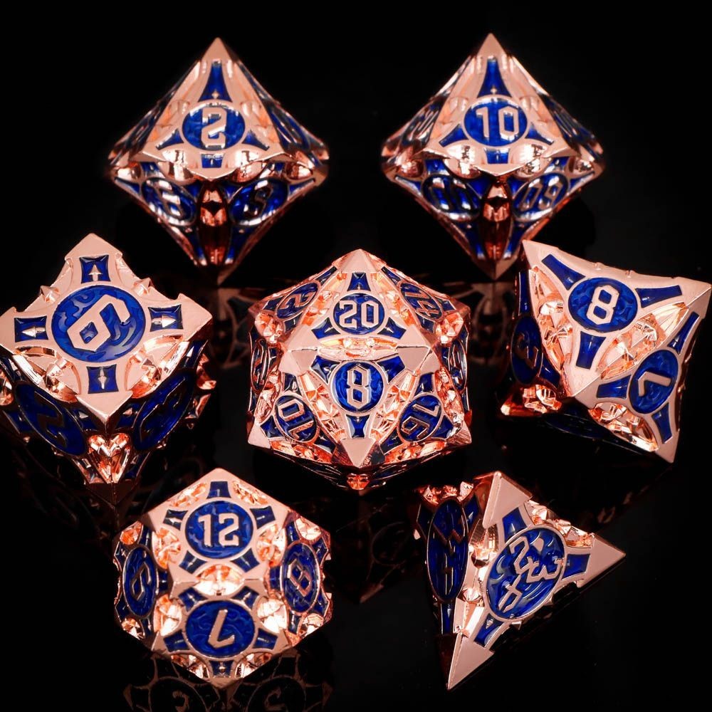 ลูกเต๋าโลหะแข็งเจ็ดชิ้นชุดมังกรและดันเจี้ยนหลายหน้าลูกเต๋าลูกเต๋า20ด้าน DND6 Facedลูกเต๋าD6