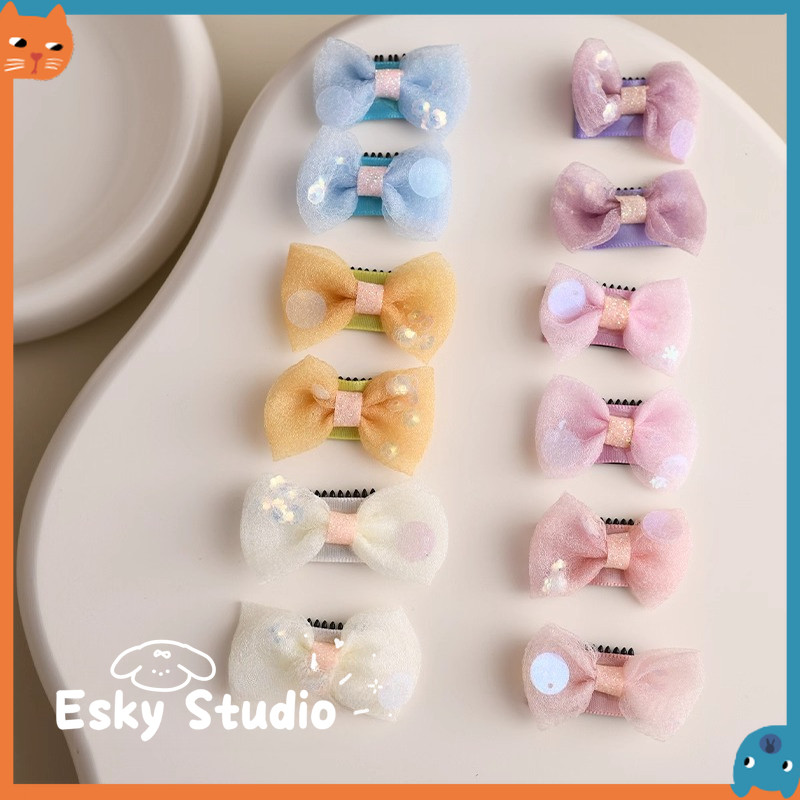 2 ชิ้น/แพ็คลูกสุนัขผีเสื้อ Hairpin bb คลิป Matese Yorkshire Terrier สุนัข Hairpin สัตว์เลี้ยง Tulle คลิปหวี