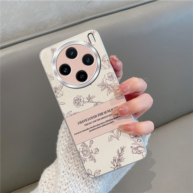 เคสสําหรับ Vivo X90 Pro X90Pro+ X100 Ultra camellia หนังเนื้อกันกระแทกฝาหลัง