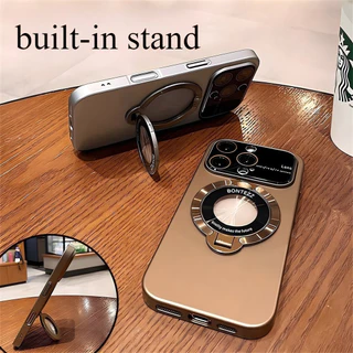 ใหม่ฝาครอบหรูหรา Matte PC เคสโทรศัพท์พร้อมชั้นวางในตัวกันกระแทก Hard Case สําหรับ IPhone 16 15 14 13 12 11 Pro Max 16plus 15plus เลนส์ป้องกันกรณี