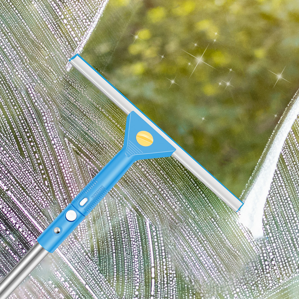 ชุดเครื่องมือทําความสะอาดกระจกชุดทําความสะอาดหน้าต่างด้ามยาวพร้อมปาดน้ําและขัดไมโครไฟเบอร์ SHOPTKC88