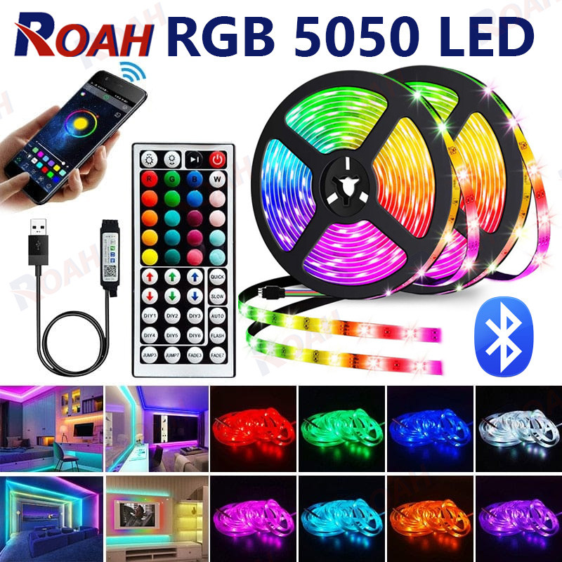ไฟ LED แถบ USB สีเปลี่ยนได้พร้อมการควบคุมสวิทช์ แสงสีหลากหลาย RGB สำหรับห้อง ทีวี ตกแต่งคริสมาส บรรยากาศธีมภาพยนตร์ 5050