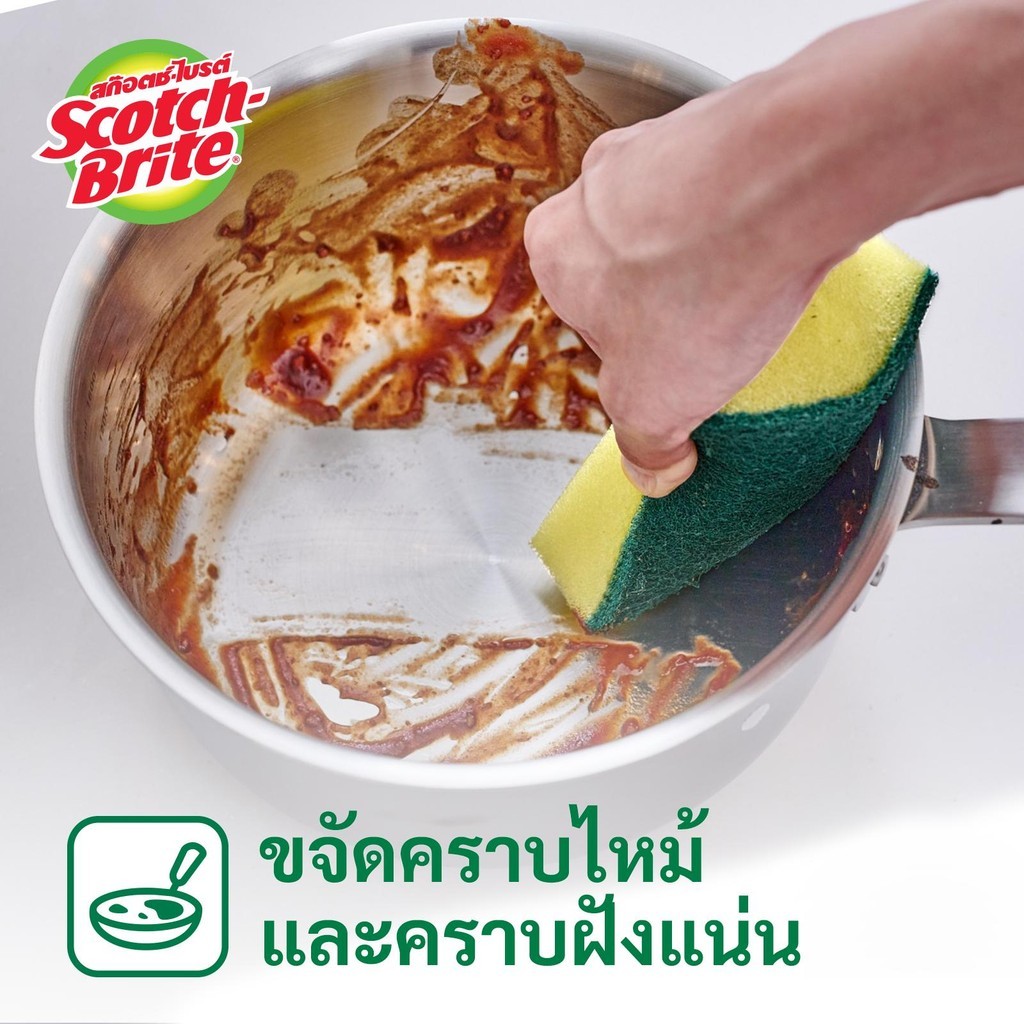 XPX ฟองน้ำล้างจาน ฟองน้ำใยขัดสองประสงค์ ใช้คู่กับหม้อและกระทะ สะอาดและใช้งานง่าย - รูปที่ 2