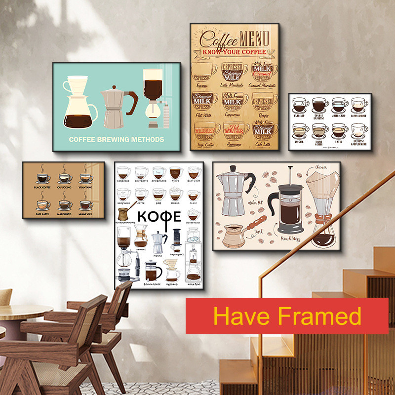 กรอบรูปและสติ๊กเกอร์ตกแต่งผนังสไตล์คาเฟ่ ใช้ได้ทั้งร้านกาแฟและห้องครัว