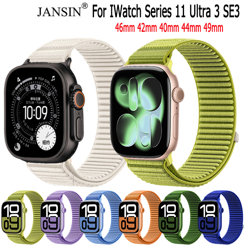 ไนลอนห่วง สําหรับ IWatch Series 11 Ultra 3 SE3 46 มม สร้อยข้อมือสําหรับ iwatch 44 มม.40 มม