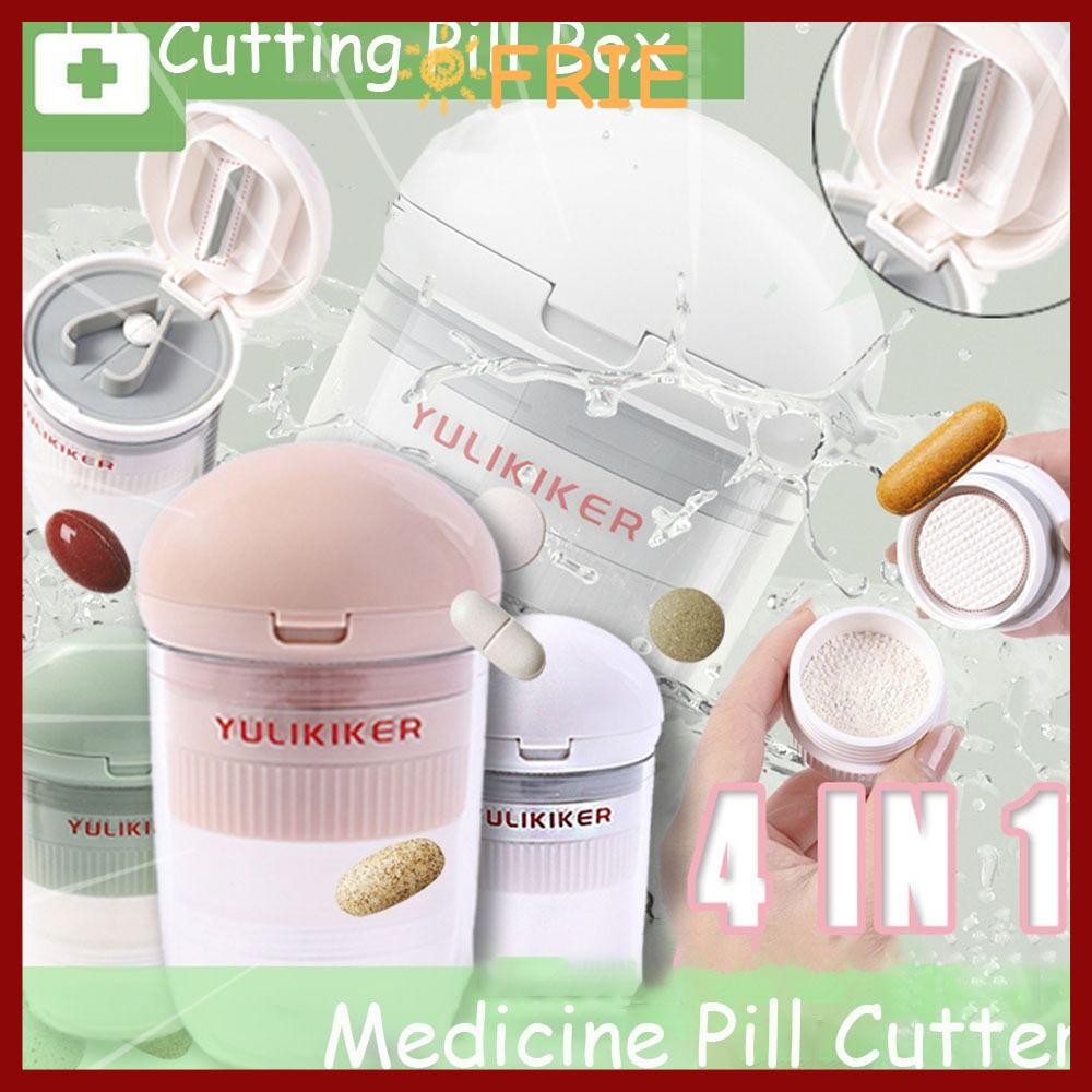 FRIE ยาตัด, มัลติฟังก์ชั่แบบพกพาผงแท็บเล็ตเครื่องบด,กันฝุ่น Divider Organizer กล่องจัดเก็บ Pill Divider สําหรับ YULIKIKER