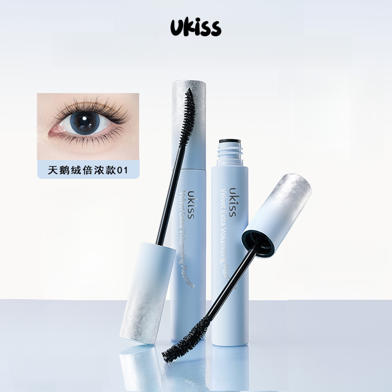 Ukiss Velvet Double Strength Eye Mascara ไม่มีรอยเปื้อนตามธรรมชาติกันน้ํากันเหงื่อปุยกํามะหยี่ Eye M