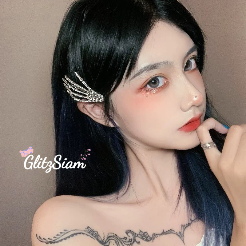 Glitzsiam❤️‍🔥❤️‍🔥 กิ๊บติดผมโลหะเกาหลี กิ๊บติดผมรูปหัวกะโหลกสำหรับผู้หญิง อุปกรณ์ตกแต่งฮาโลวีน มีให้เลือก 3 สี .
