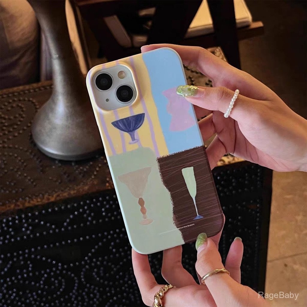 สไตล์เกาหลี Goblet เหมาะสําหรับ iPhone Frameless Hard Case 16 XR 14ProMax 13 11 XSMAX 12ProMax 7/8plus 17ProMax 15ProMax 14plus XS 15Pro 17Pro ขนาดใหญ่รูกันกระแทกป้องกันกรณี 5B8Z – โปรปัง