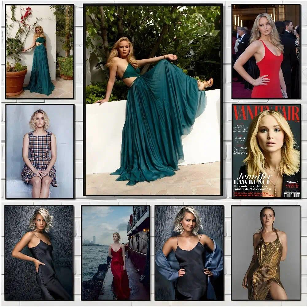 Jennifer Lawrence HD Art โปสเตอร์ตกแต่งผนัง กันน้ำ พร้อมBacking สติกี้ สำหรับห้องภายใน