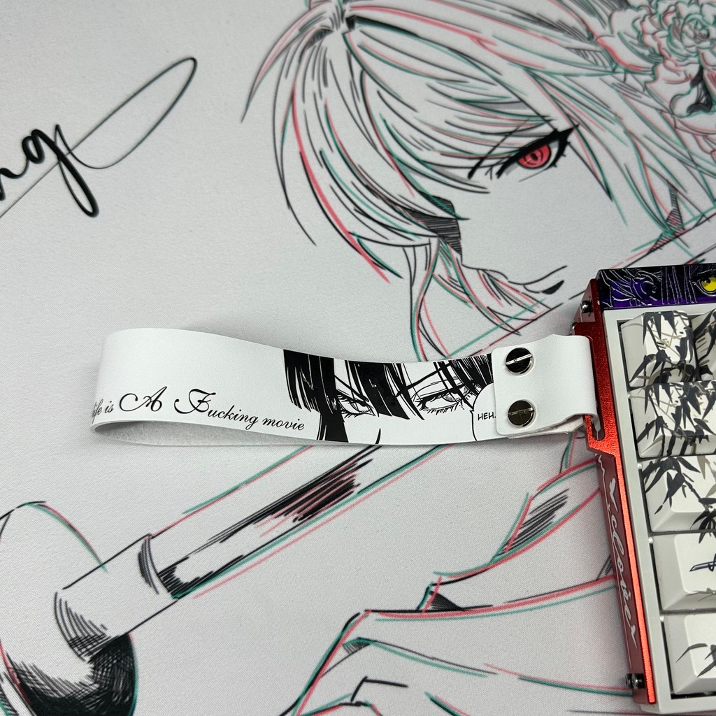 keycaps keycap anime Hell Blowing Snow Universal ที่กําหนดเองคีย์บอร์ดริบบิ้นจี้ไมโครไฟเบอร์หนัง mad