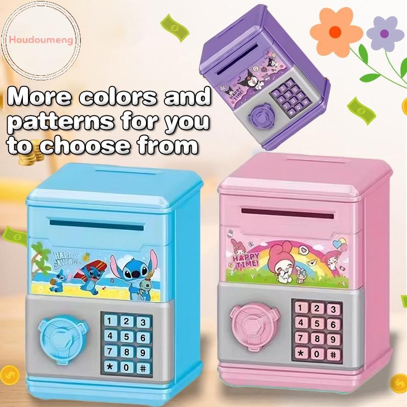 Houdoumeng อัตโนมัติ Mini ปลอดภัยเหรียญเงินสดประหยัดกล่องเงินรหัสผ่านเคาน์เตอร์รหัส Key Lock เหรียญ Bank ATM เด็ก TH