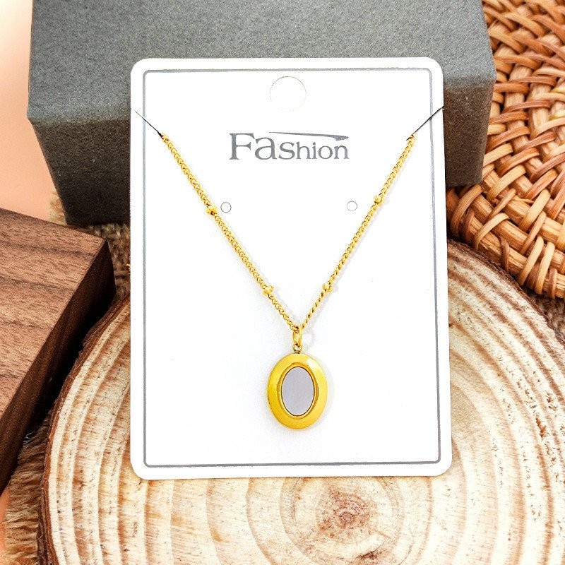 ฝรั่งเศส High-End รู้สึกนุ่มอาหารค่ําแฟชั่นอุปกรณ์เสริมไทเทเนียมเหล็ก Gold-Plated รูปไข่จี้ฝังสีสร้อ